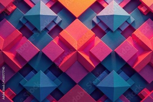 Abstract geometric shapes forming a repeating design , illustration, shade