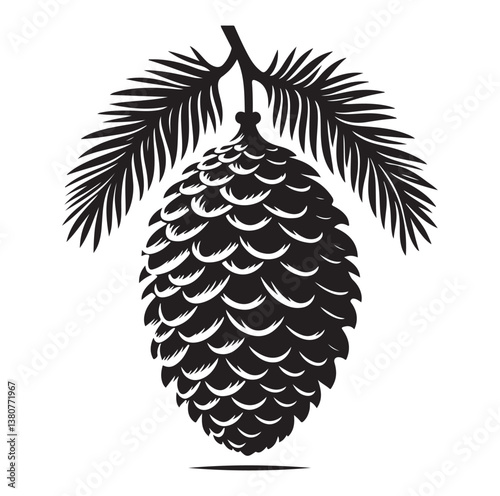 Evergreen fruit  Silhouettes vector illustration a white background.