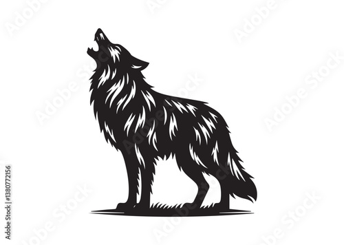 Howling Black Wolf silhouette