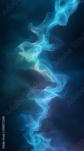 Futuristic vertical sound wave visualization with deep blue gradient on dark background  
