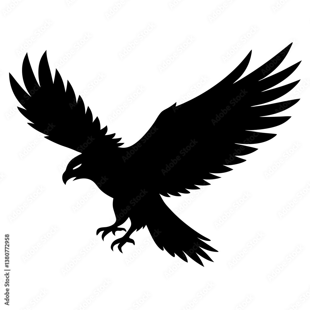 Fototapeta premium Eagle vector illustration of a flying eagle in silhouette design