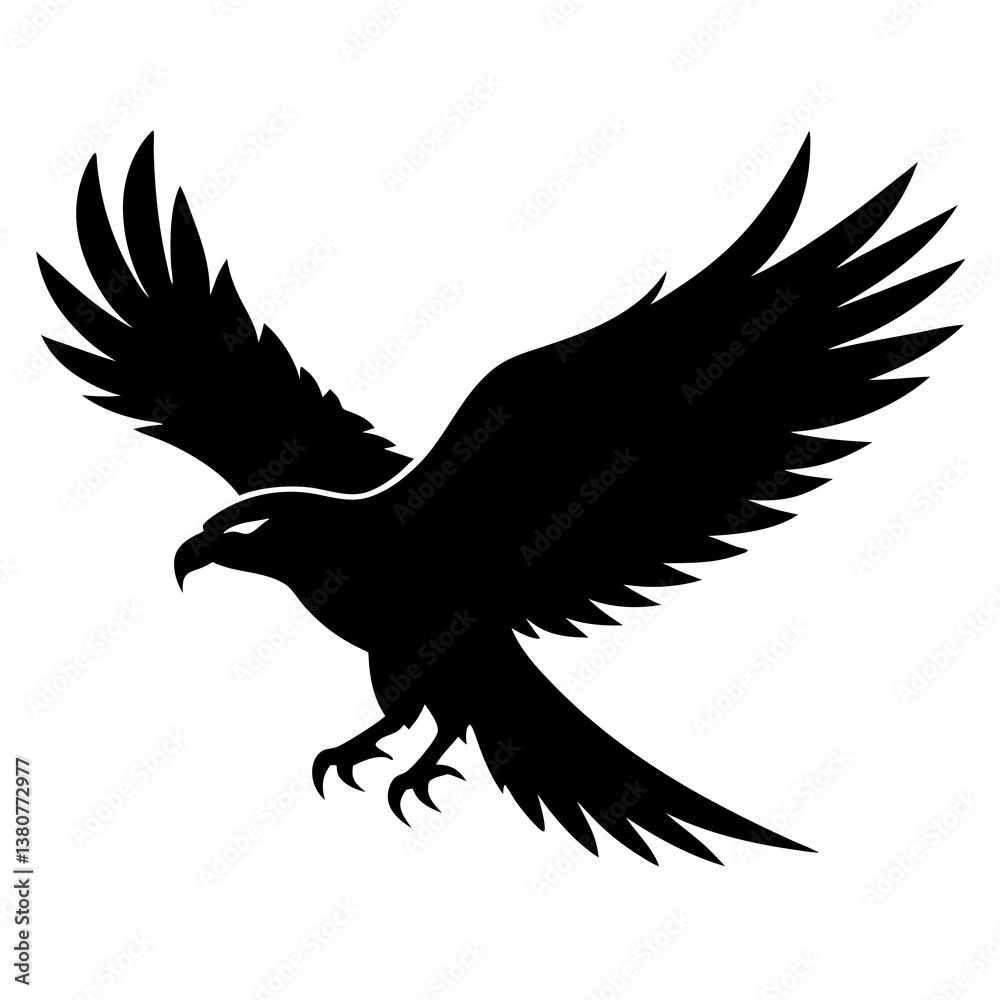 Obraz premium Eagle vector illustration of a flying eagle in silhouette design