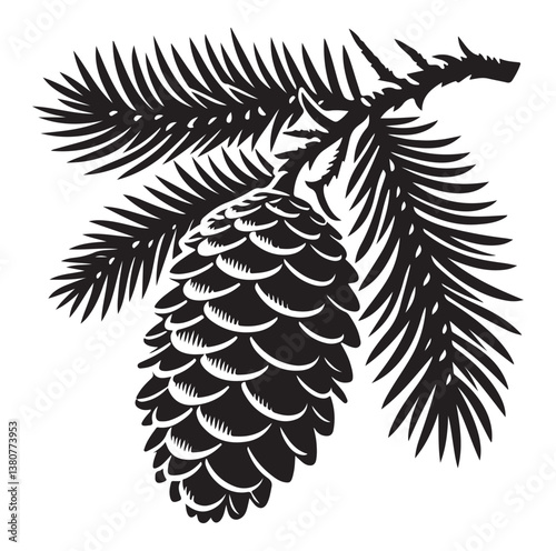 Evergreen fruit  Silhouettes vector illustration a white background.