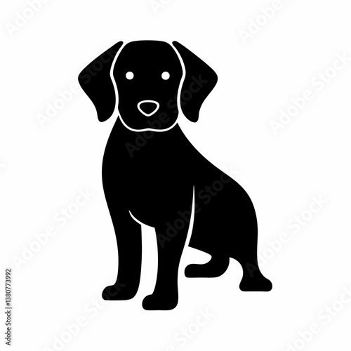 Black Labrador Retriever dog silhouette vector illustration