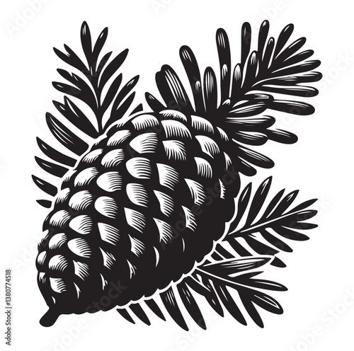 Evergreen fruit  Silhouettes vector illustration a white background.