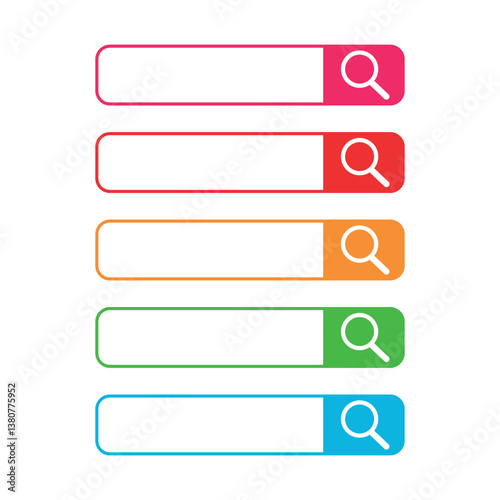 Colorful Search Bar Icons Set for Web Design