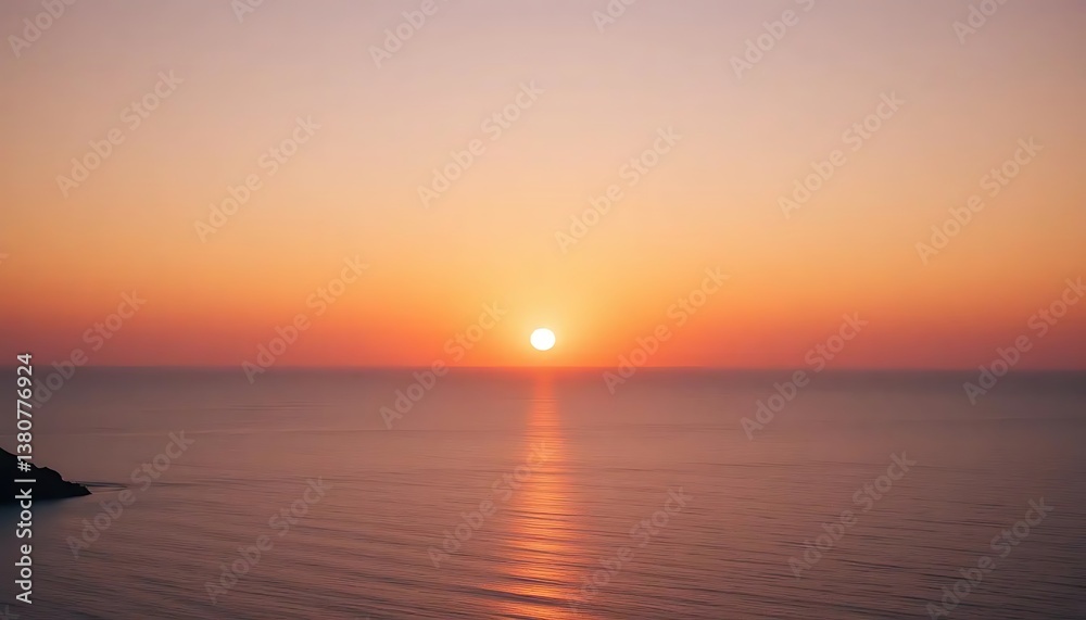 Obraz premium Tranquil Sunset Over Ocean Horizon, Peaceful Seascape