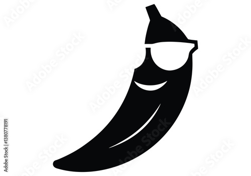 banana  silhouette  isolated on white background 