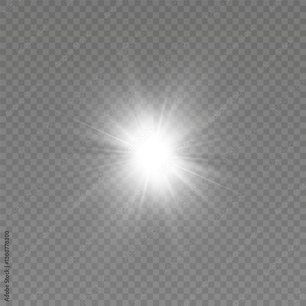 Bright flash of light. Glow effect. White light.