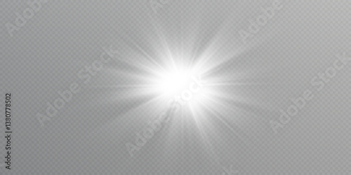 Vector transparent sunlight. Bright flash. Special light effect