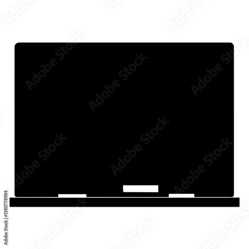 Minimalist black silhouette of a rectangular chalkboard with wooden frame