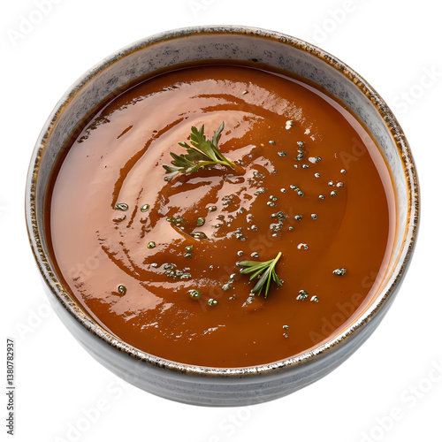 Tomato kitchup in bowl top view 