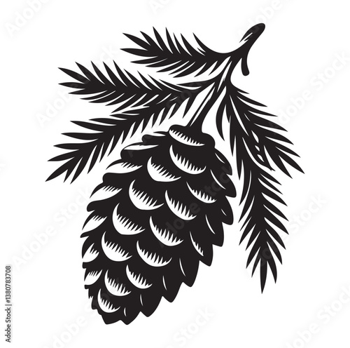 Evergreen fruit  Silhouettes vector illustration a white background.