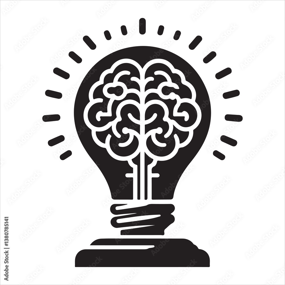 Intelligence lamp with brain idea logo icon Vector silhouette Graphics Intelligence lamp with brain idea logo icon Vector silhouette Graphics