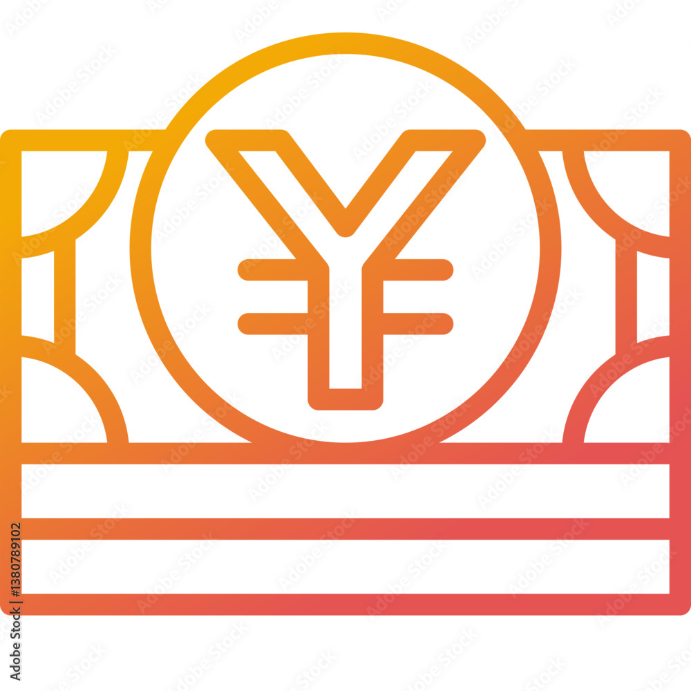 Obraz premium yen gradient line icon