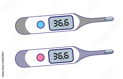 vector drawing electronic thermometer object on a white background medicine