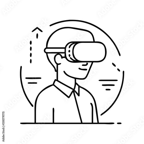 Virtual reality glasses icon depicting a person experiencing immersive technology