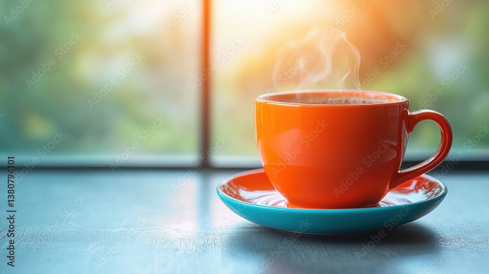Obraz premium Morning Coffee by the Window: A Warm and Inviting Start