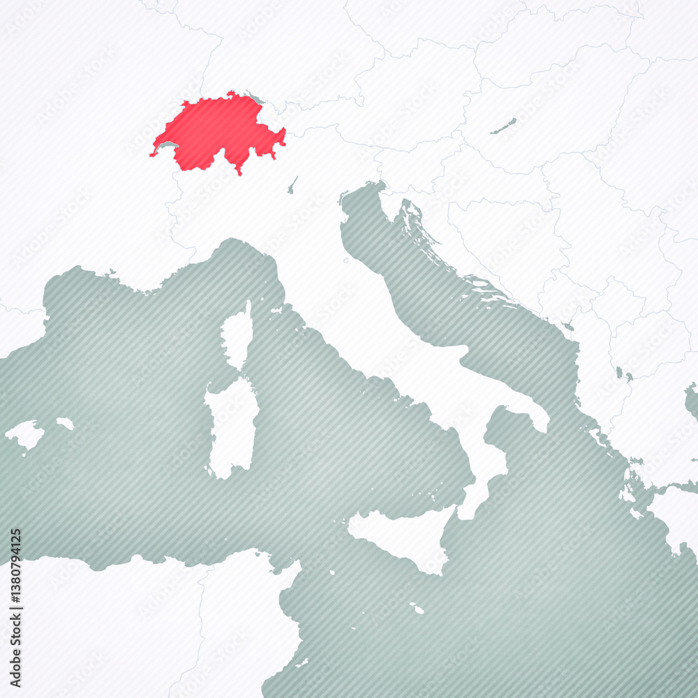 Obraz premium Map of Italian Peninsula - Switzerland