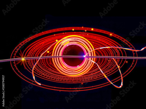 Obraz na płótnie A red and orange circle with a black background. The circle is surrounded by a black line w salonie