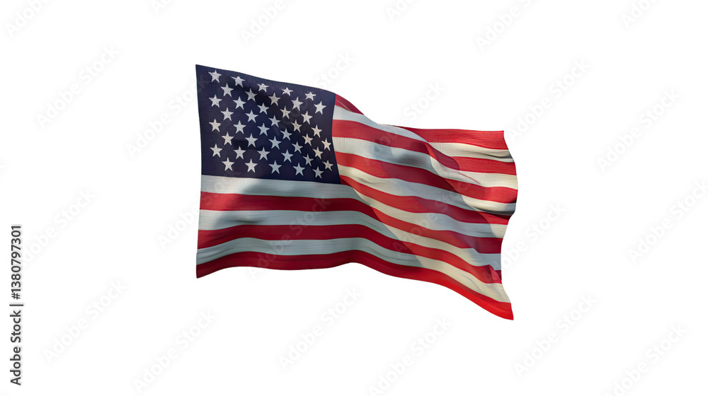 Obraz premium American Flag in Motion: Capturing the iconic flag of the United States, rippling gracefully in the wind, symbolizing freedom and national pride.