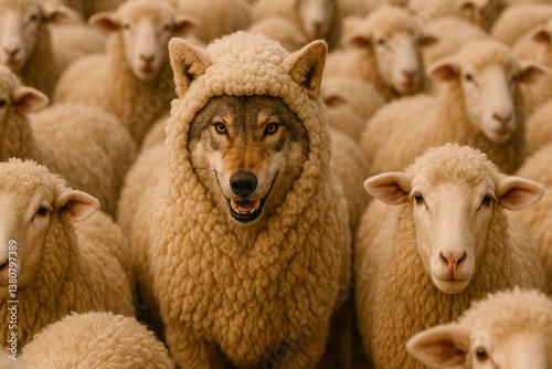 Wolf in Sheep's Clothing - A Stunning Animal Disguise Photo.
