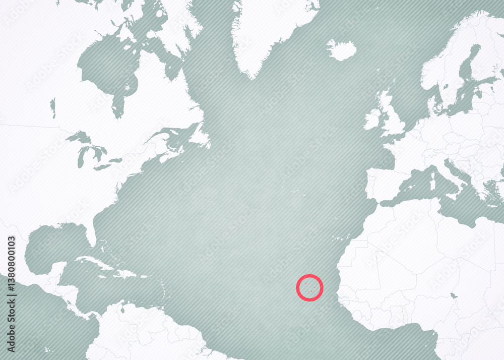 Fototapeta premium Map of North Atlantic Ocean - Cape Verde