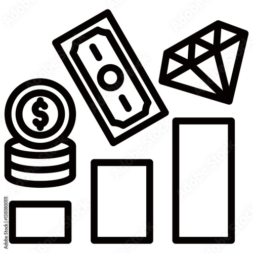 Competitive Advantage Icon Business Opportunity and Planning Management Line Design Vector Concept