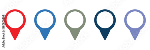 Set of  colorful location icon set map pointer pin sign symbol solid and outline designs place address navigation locator sign vector illustration 