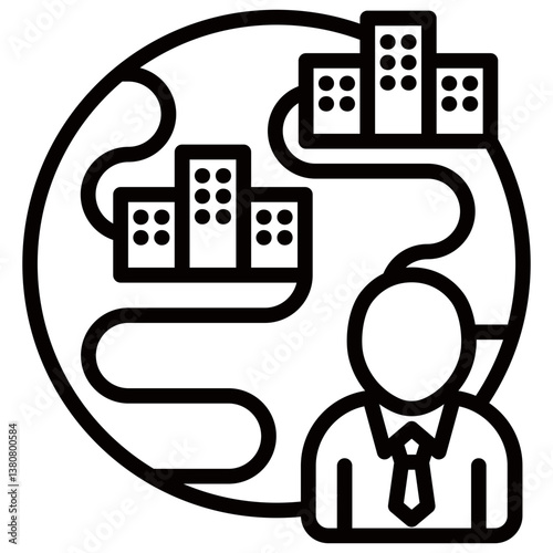 Outsourcing and Expansion Icon Business Opportunity and Planning Management Line Design Vector Concept
