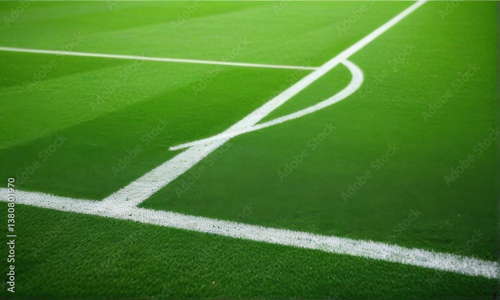 Obraz premium Close Up Of Artificial Turf Soccer Field Corner Markings