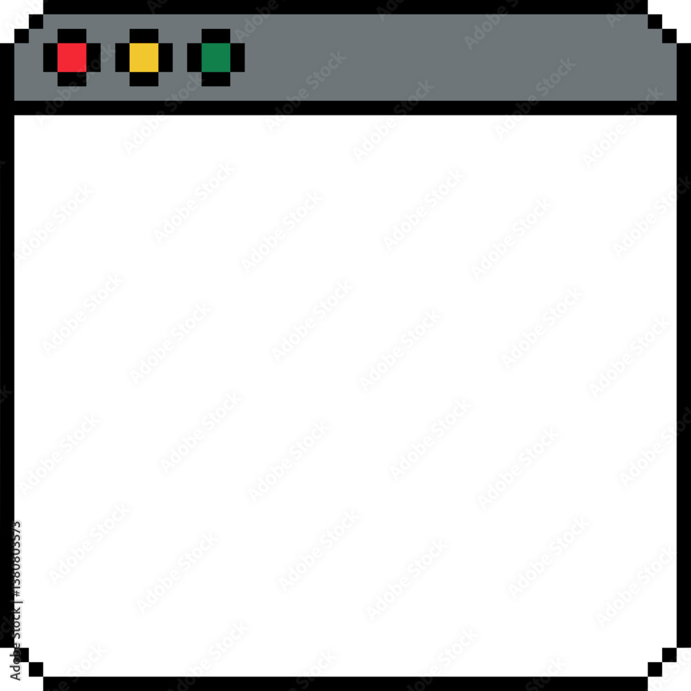 computer window. Pixel art Web browser window. Pixelated style computer window. Pixel art Web browser window. Pixelated style