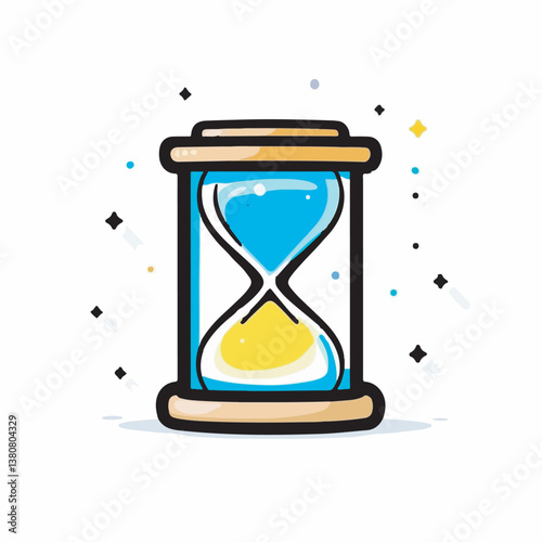 Vintage hourglass counts time flow white background simple