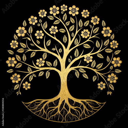 vector tree with floral ornament