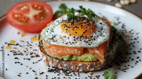 Two pieces of whole grain toast topped with slices of avocado
