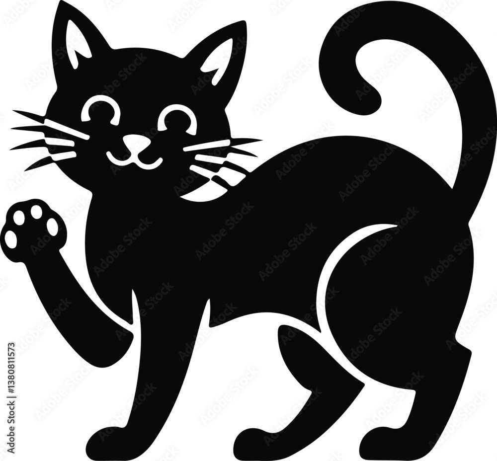 Naklejka premium Jumping Cat Silhouette Illustration Design