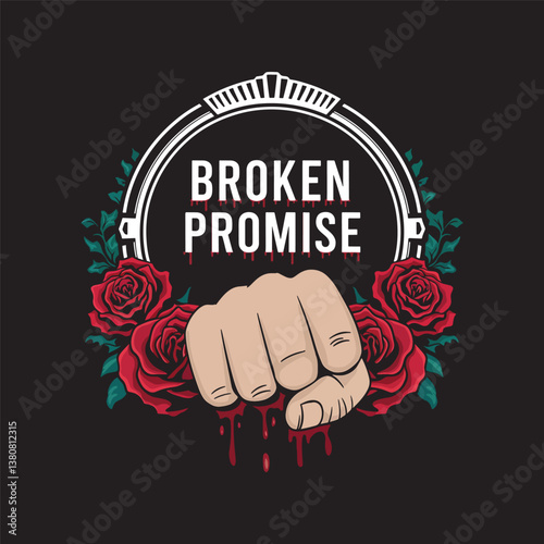 Broken promise hand with rose vector design, and t shirt design