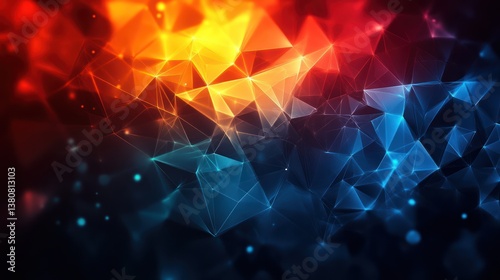 Abstract red and blue polygonal background.