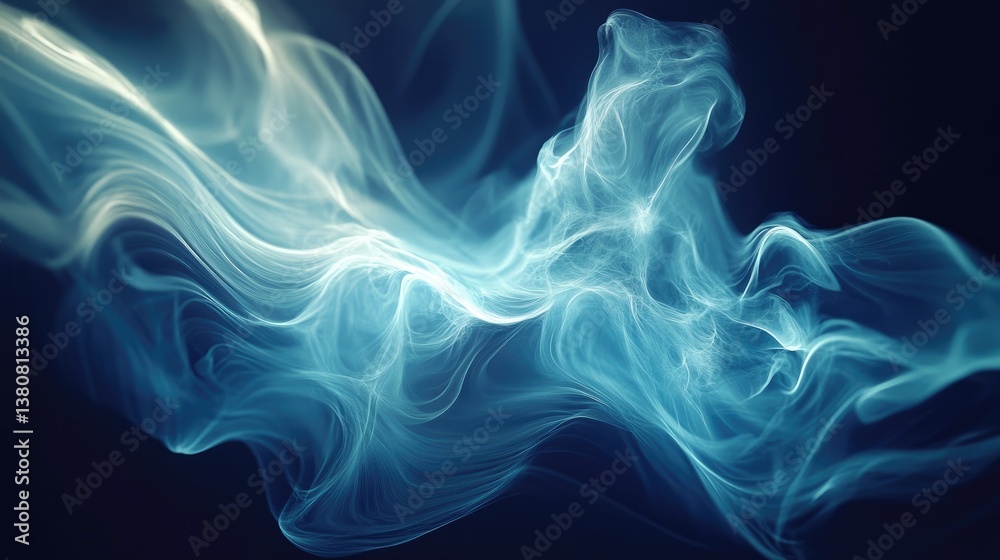 Obraz premium Ethereal blue smoke swirls in a dark background 