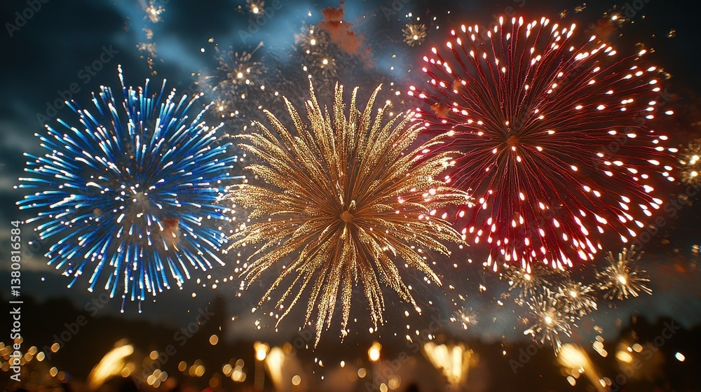 Fototapeta premium Spectacular Fireworks Display Illuminating the Night Sky
