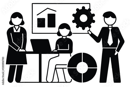 Professional Business Meeting and Team Collaboration Vector