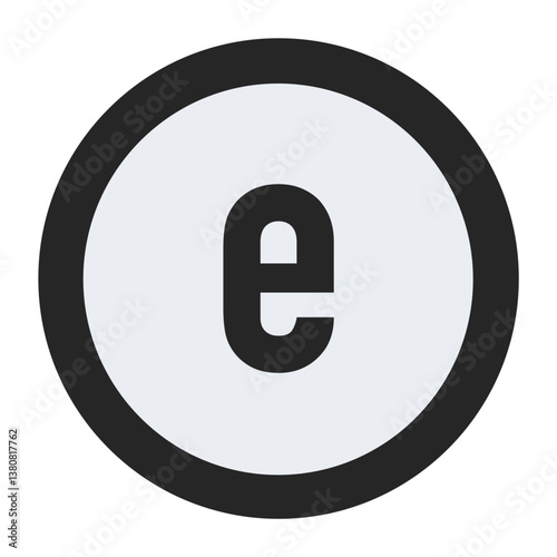 Black letter e icon with a circular outline on a light background. A simple and professional design, perfect for branding, logos, or various graphic design projects requiring clarity