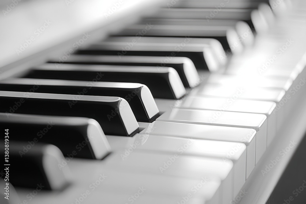 Polished piano keys create a mesmerizing pattern of light and shadow, inviting a touch to create music Polished piano keys create a mesmerizing pattern of light and shadow, inviting a touch to create music