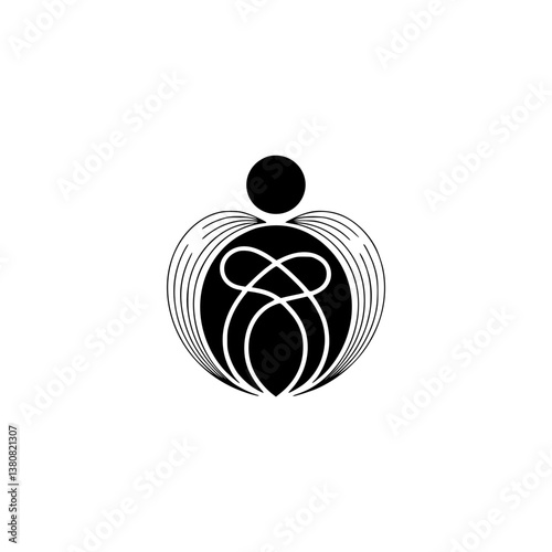 Abstract Human Figure Symbol: Flow, Energy, and Connection, Minimalist Design