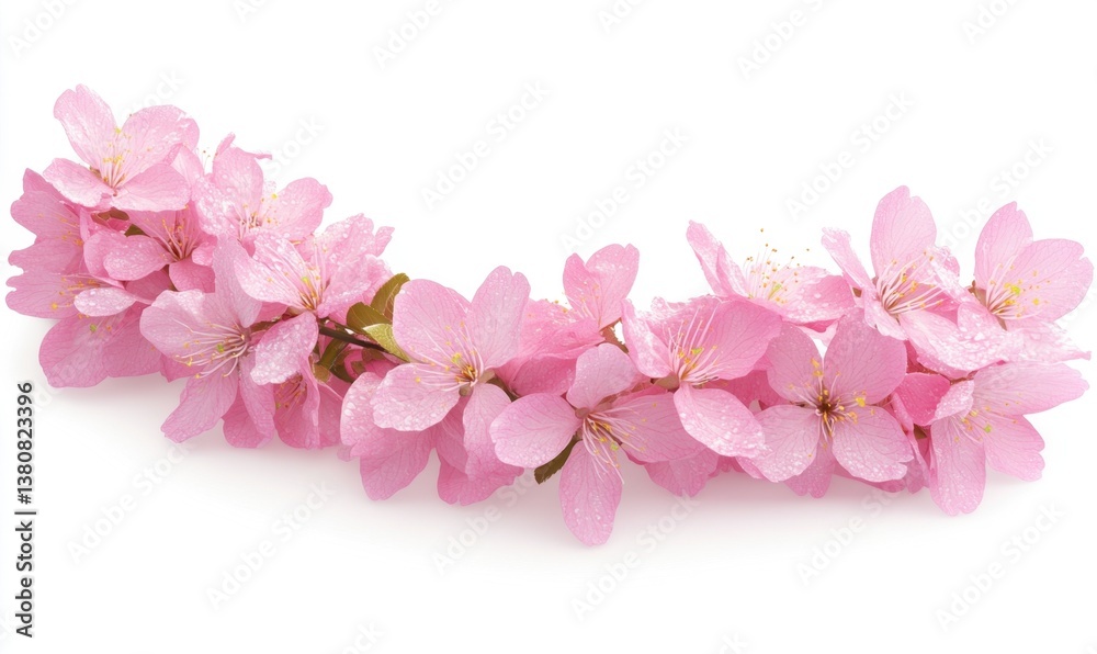 Naklejka premium Pink cherry blossom branch isolated on white for spring designs