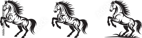 Tribal Horse Silhouette Vector - Majestic Equine Tattoo Design, tribal-horse-silhouette-vector