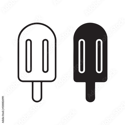 Silhouette and outline of Ice Cream Icons