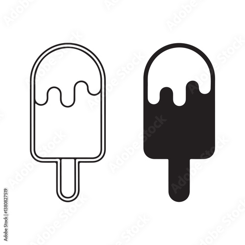 Silhouette and outline of Ice Cream Icons