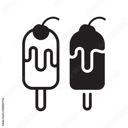 Silhouette and outline of Ice Cream Icons
