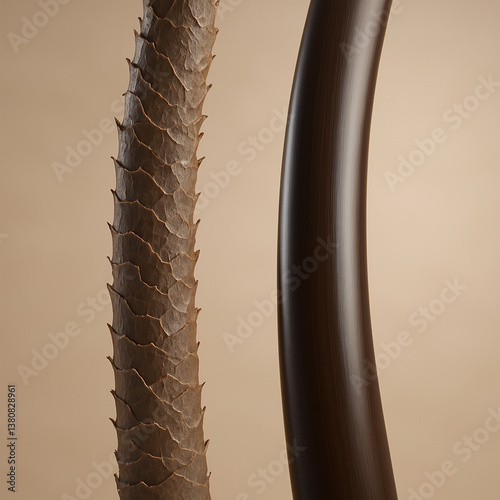Fotografía Macro image comparing a damaged hair strand with lifted cuticles and a smooth, healthy strand after treatment